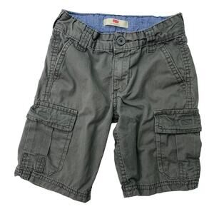 Levi's Boys Sz 4 Cargo Shorts Gray Pockets Hook & Loop Closure Hiking Outdoors